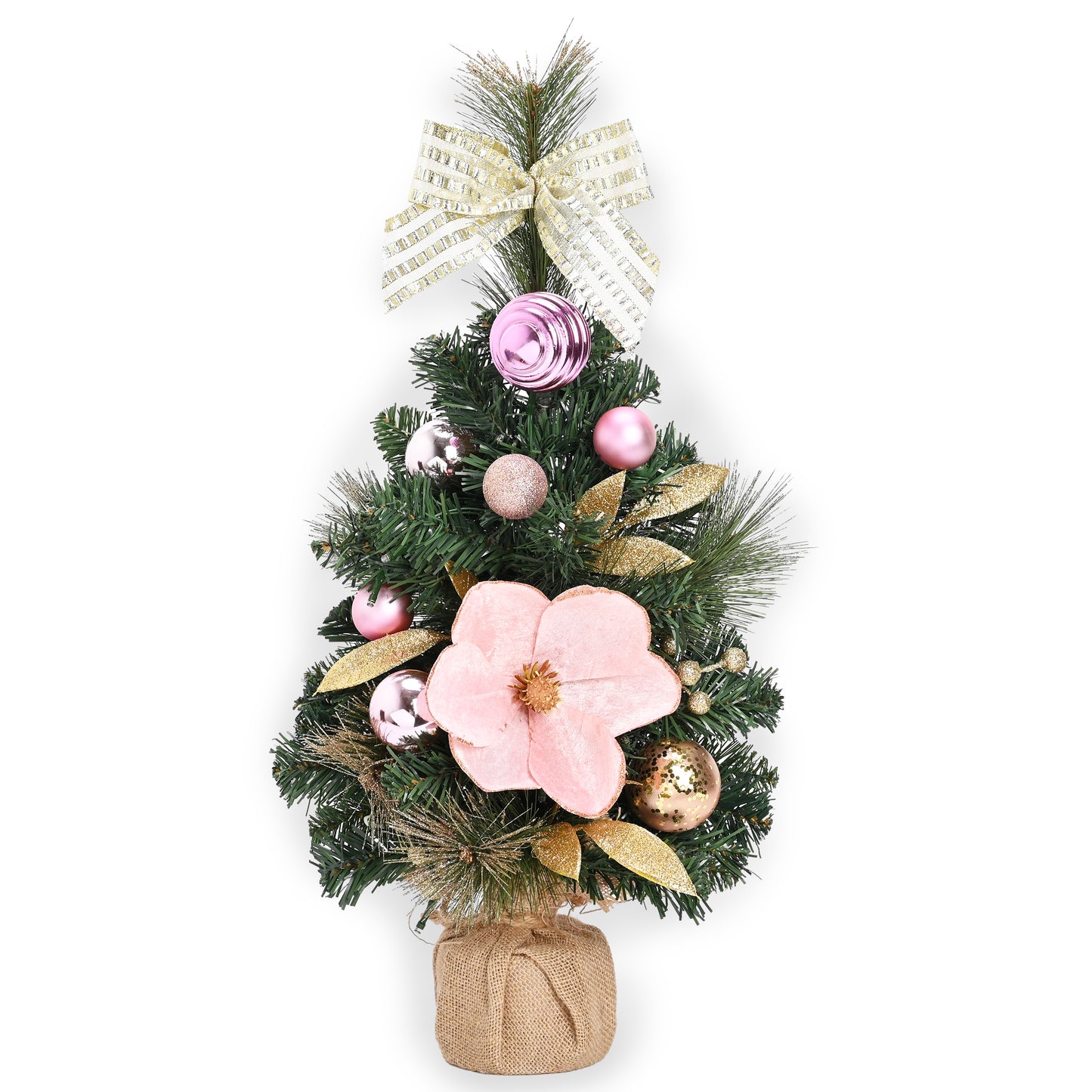 DecorbyHannah 24" Pink Small Christmas Tree Mini Tabletop with Lights