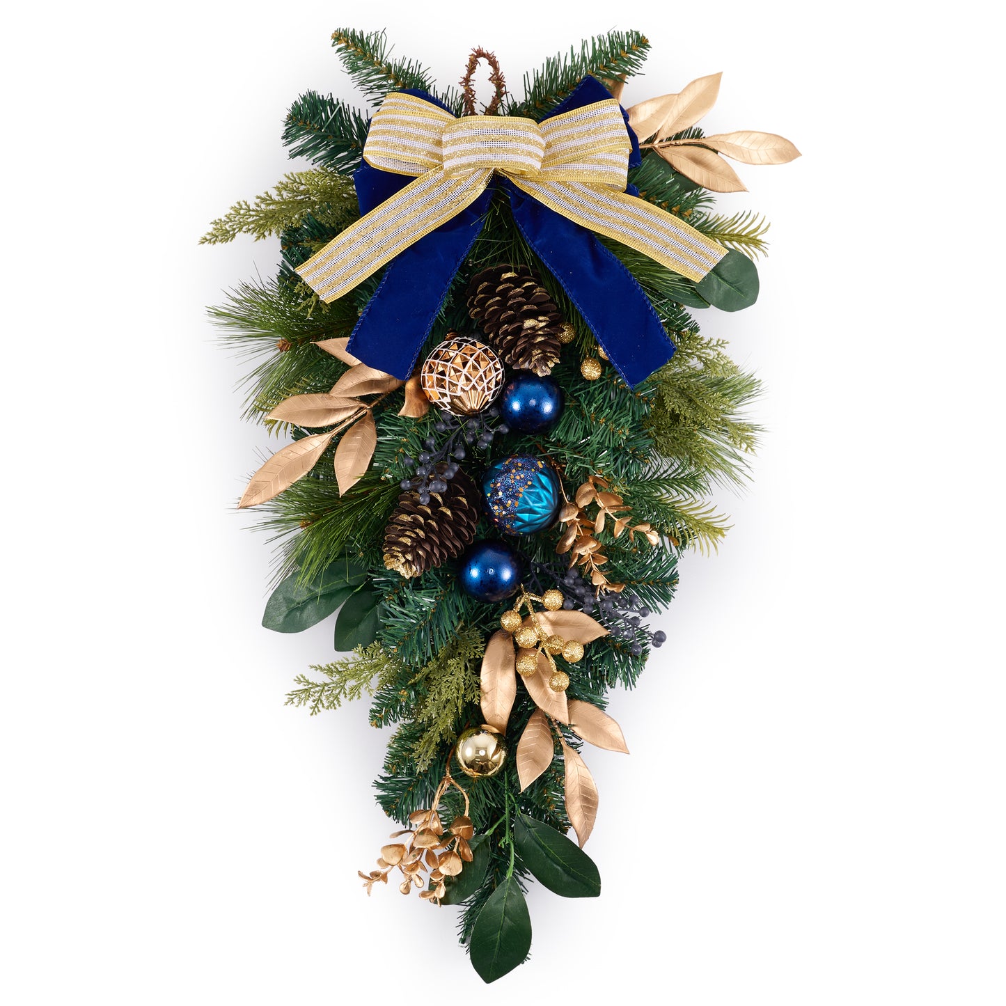 DecorbyHannah 24" Christmas Teardrop Swag Decorations with Lights for Door