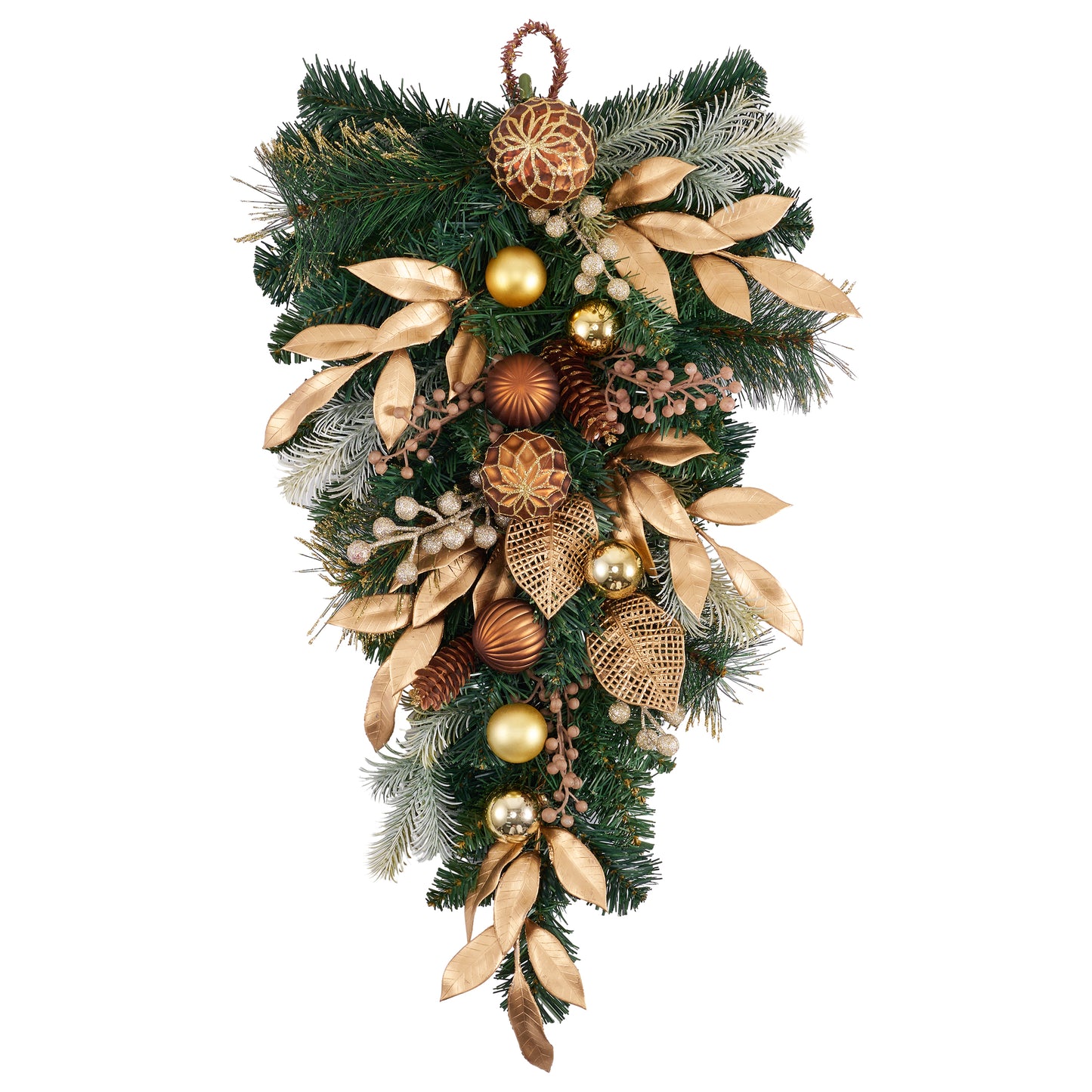 DecorbyHannah 24" Christmas Teardrop Swag Decorations with Lights for Door