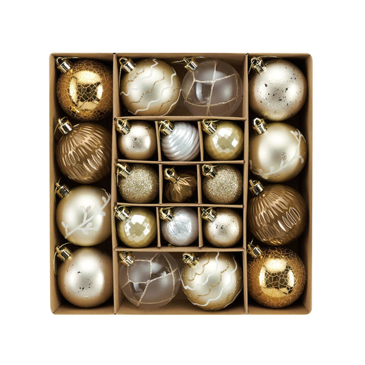 DecorbyHannah Christmas Ornaments Decorations, 21ct Gold White Ornaments for Christmas Tree, Neutral Modern Shatterproof Plastic Decorative Hanging Ball Bulk for Xmas Holiday Home Indoor Party Decor
