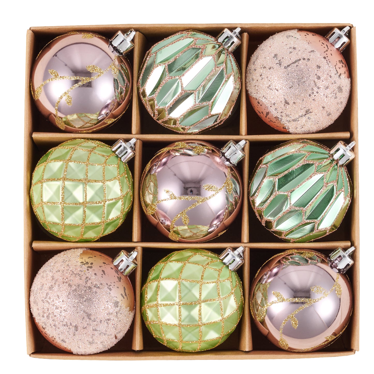 DecorbyHannah 2.36 inch Christmas Ornaments Set Tree Decorations Pink Green