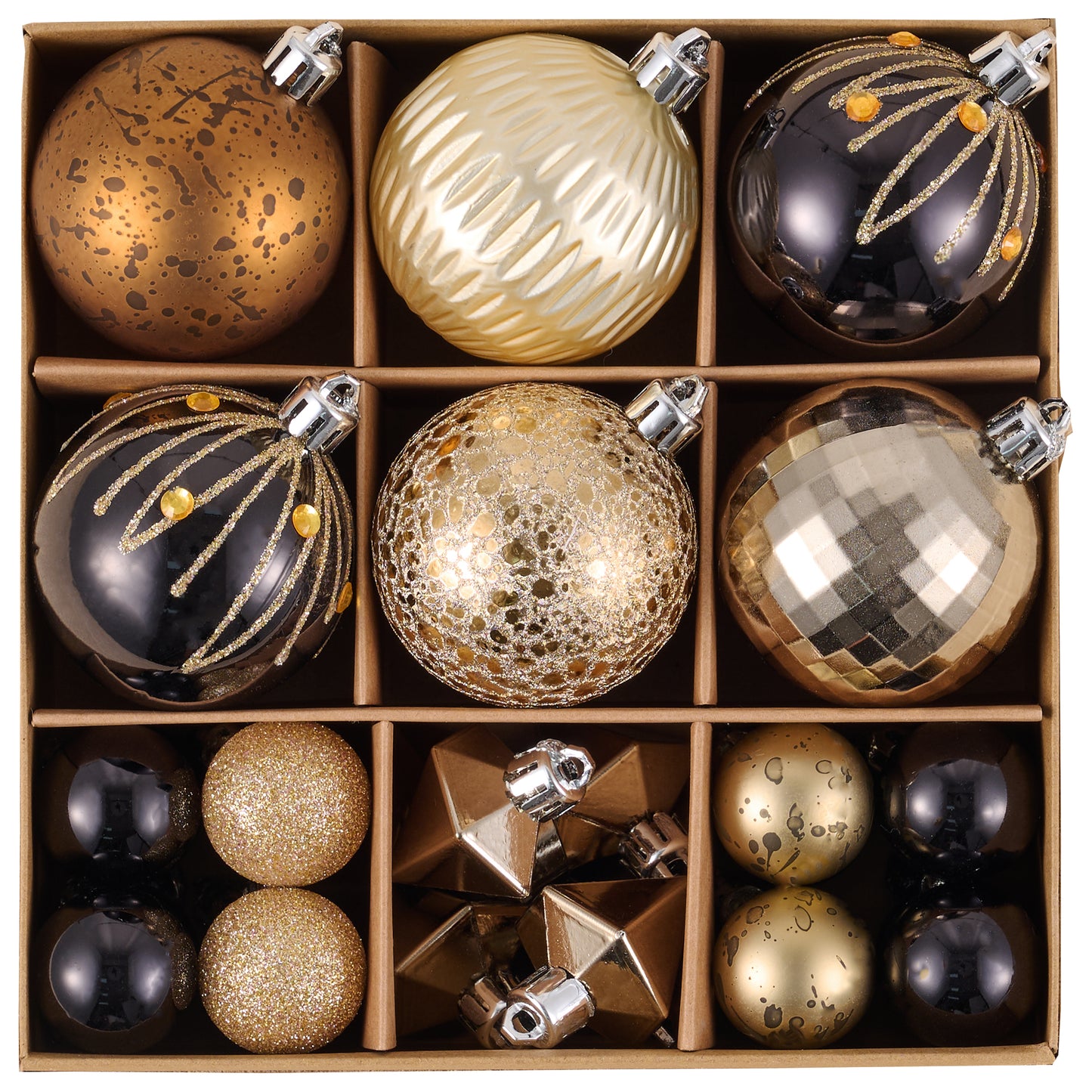 DecorbyHannah 28ct Christmas Tree Decorations Copper Gold Ball Ornament Set