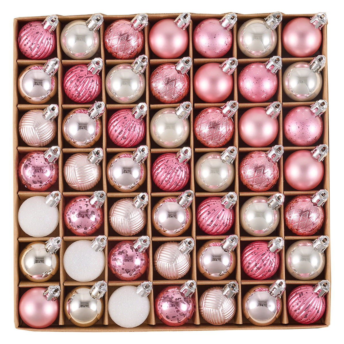 DecorbyHannah 49ct Pink Gold Mini Christmas Ornaments Set Tree Decoration