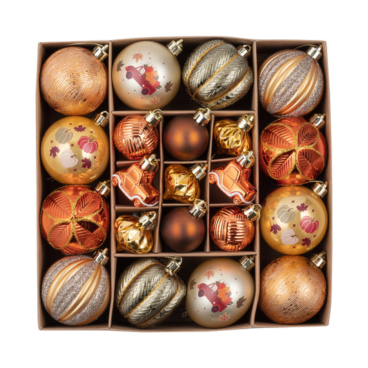 DecorbyHannah Fall Ornaments Decorations for Tree Gold Orange 21ct