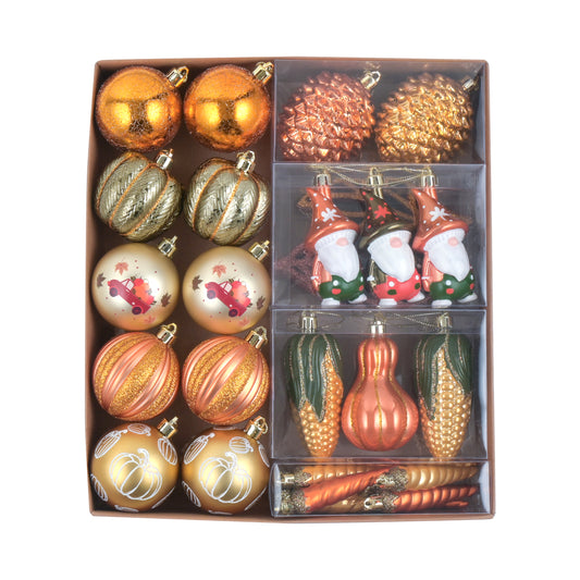DecorbyHannah Fall Ornaments Decorations for Tree Gold Orange 40ct