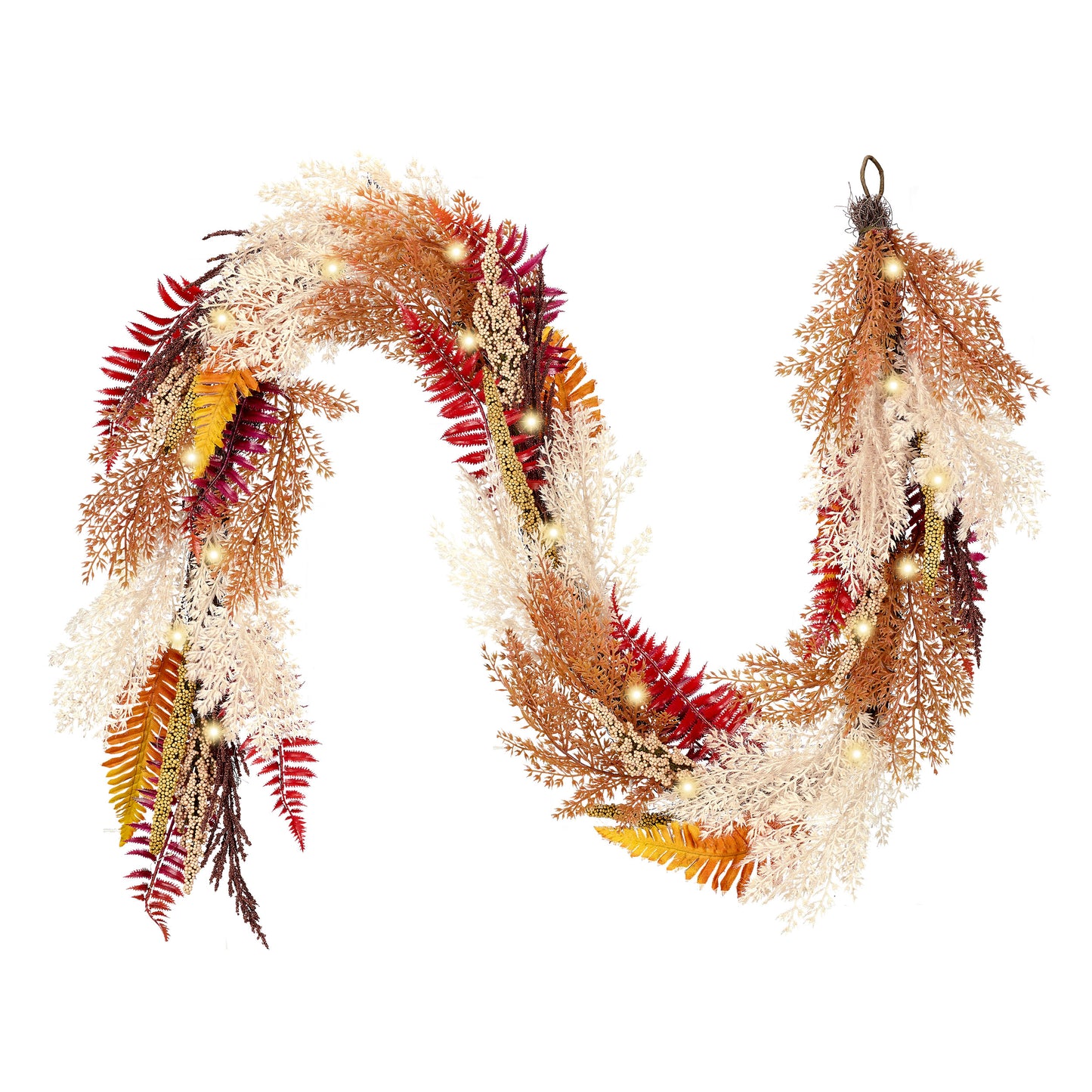 DecorbyHannah Thanksgiving Garland with Lights, 6 ft Artificial Fall Leaves Garland for Front Door for Mantle Table Fireplace Backdrop Wall Outdoor Decor