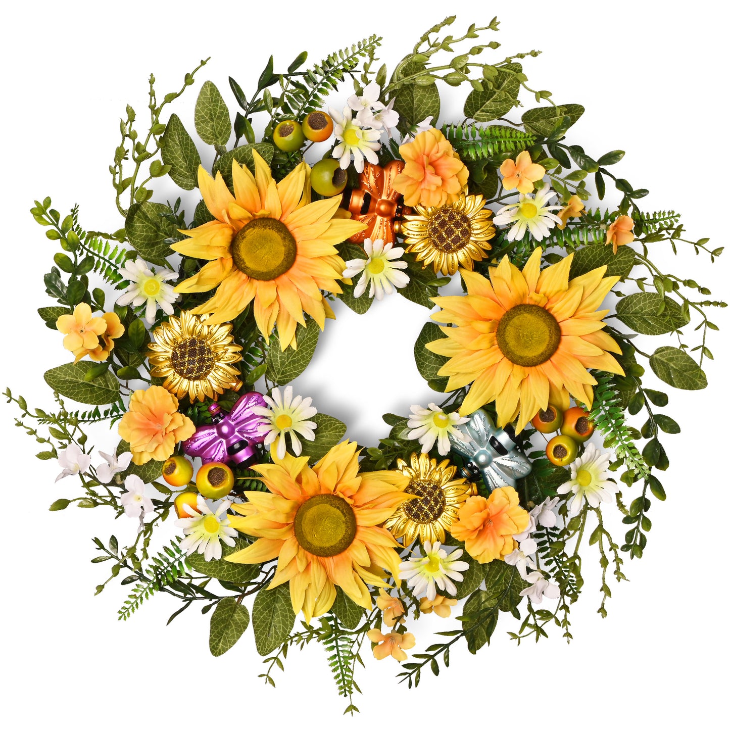 DecorbyHannah 22 Inch Spring Sunflower Wreaths for Front Door