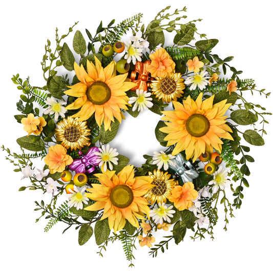 DecorbyHannah 22 Inch Spring Sunflower Wreaths for Front Door