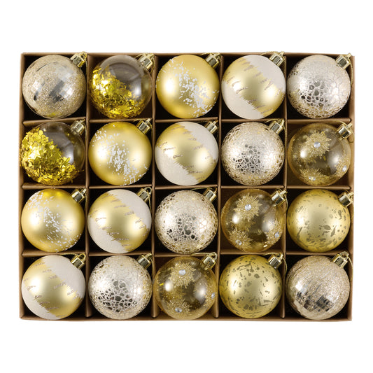 DecorbyHannah Gold Christmas Ornaments, 20ct 2.36 inch Ball Ornaments for Christmas Tree Decorations, Shatterproof Plastic Decorative Hanging Balls Bulk for Xmas Home Party Holiday Table Decor