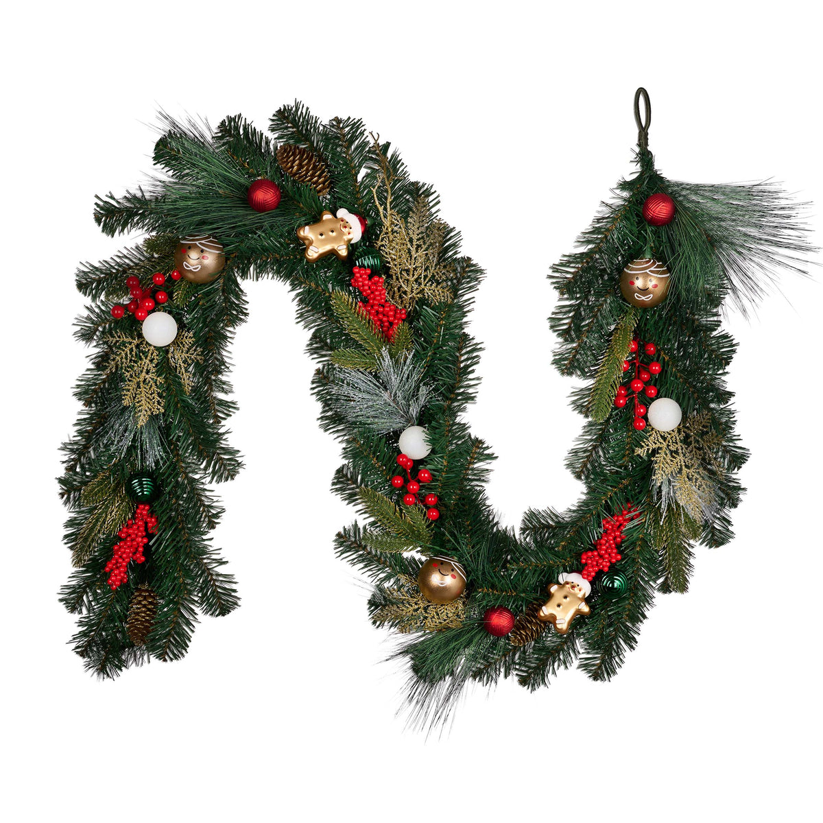 DecorbyHannah 6ft Gingerbread Christmas Garland for Mantle with Lights