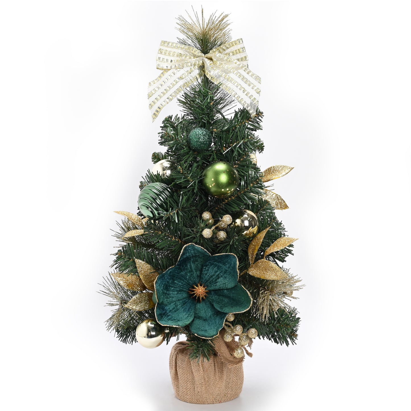 DecorbyHannah 24" Green Small Christmas Tree Mini Tabletop with Lights
