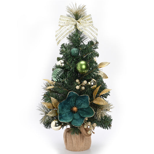 DecorbyHannah 24" Green Small Christmas Tree Mini Tabletop with Lights