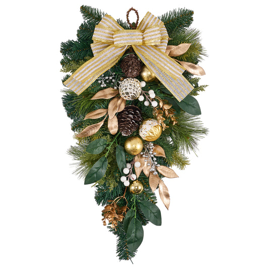 DecorbyHannah 24" Christmas Teardrop Swag Decorations with Lights for Door