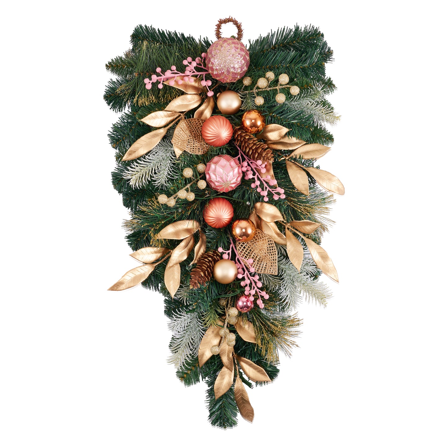 DecorbyHannah 24" Christmas Teardrop Swag Decorations with Lights for Door