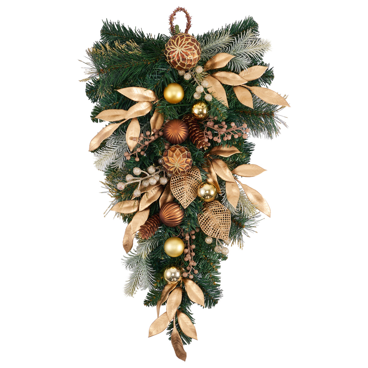 DecorbyHannah 24" Christmas Teardrop Swag Decorations with Lights for Door