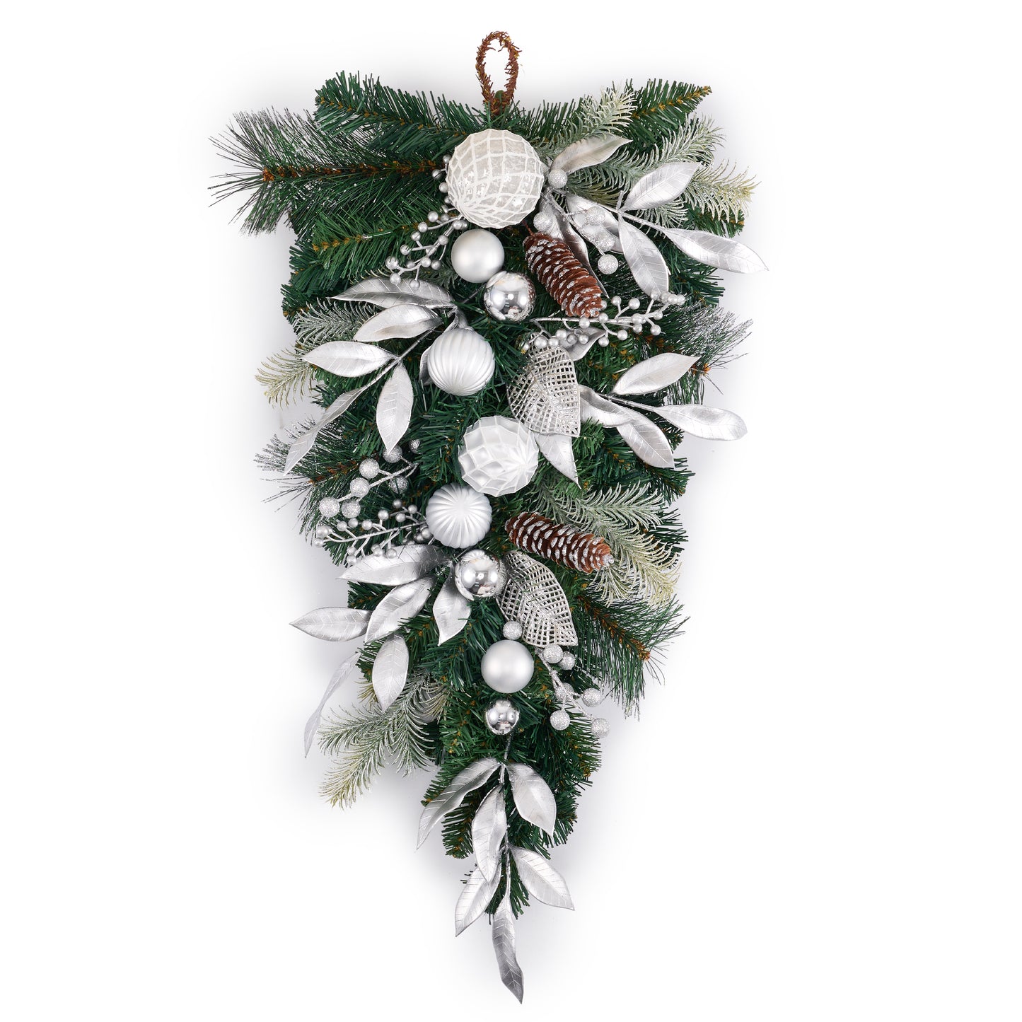 DecorbyHannah 24" Christmas Teardrop Swag Decorations with Lights for Door