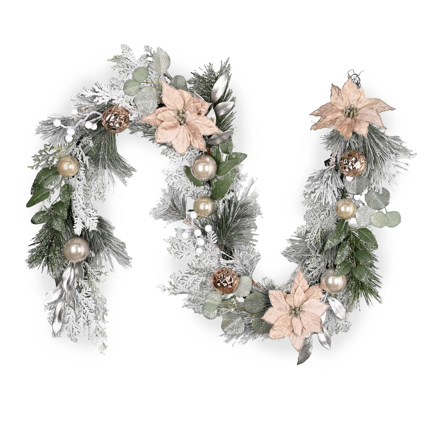DecorbyHannah 6ft Pre-Lit Champagne Christmas Garland for Mantle with Light