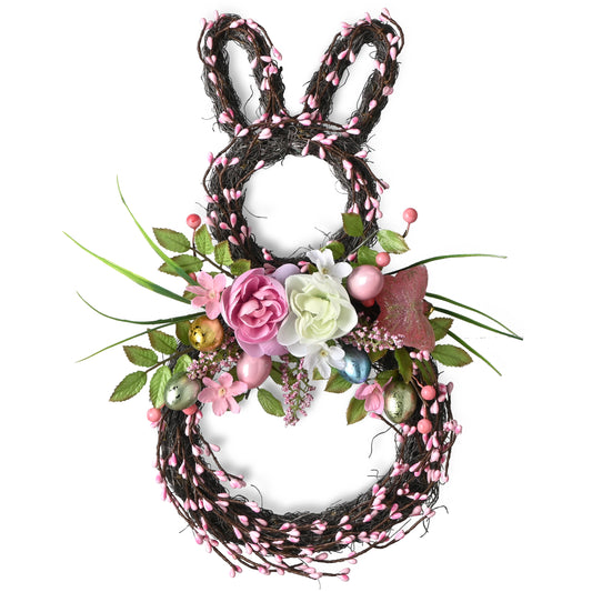 DecorbyHannah Easter Wreaths Bunny of 18 Inch with Pastel Eggs