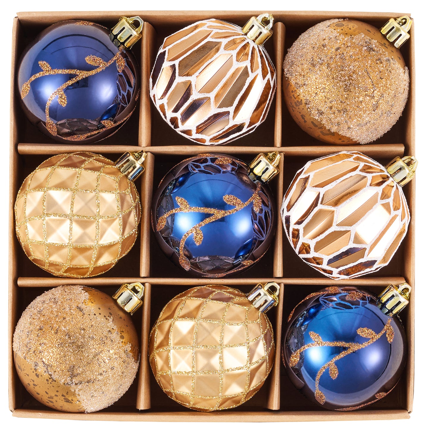 DecorbyHannah 2.36 inch Christmas Ornaments Set Tree Decoration Blue Copper