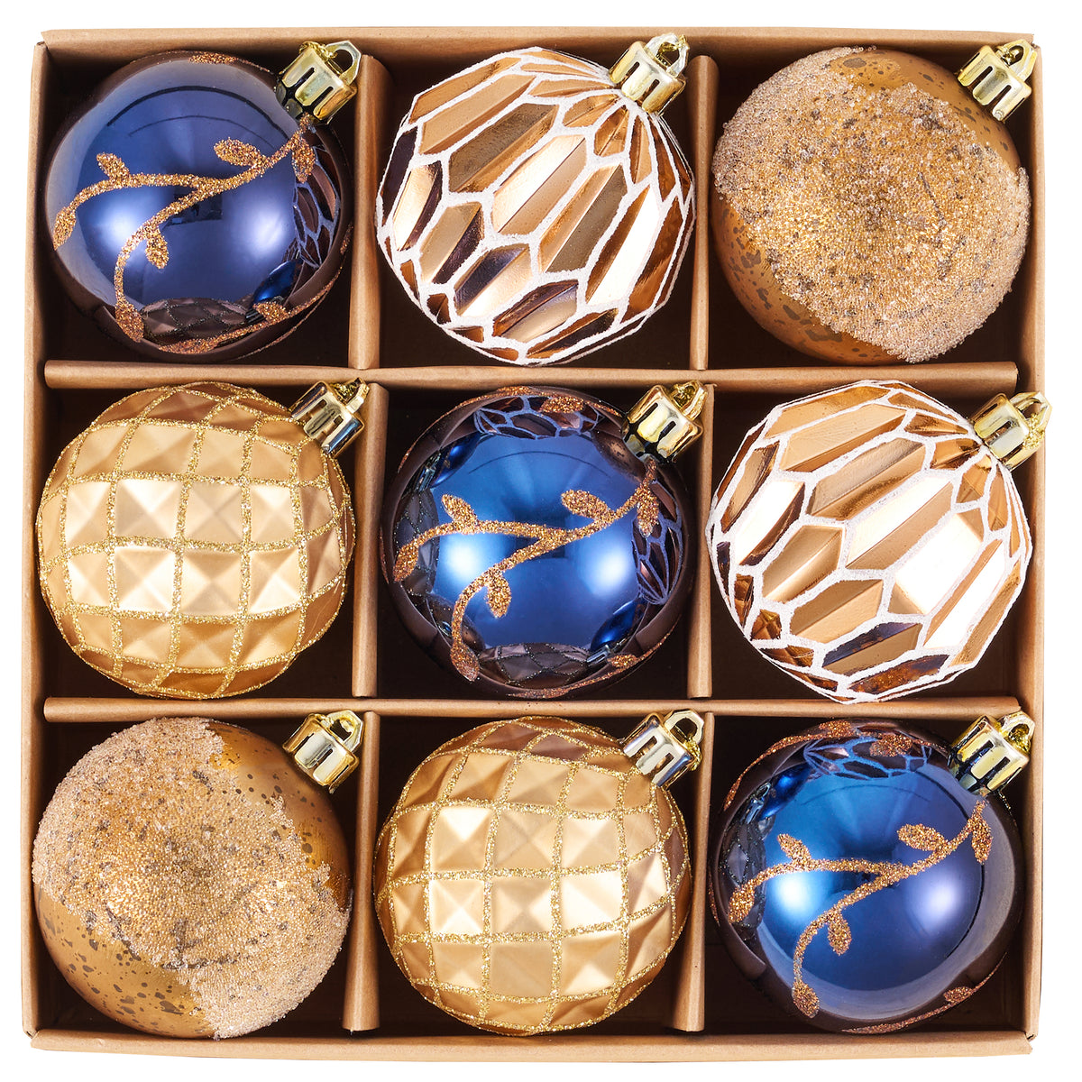 DecorbyHannah 3.15 inch Christmas Ornaments Set Tree Decoration Blue Copper