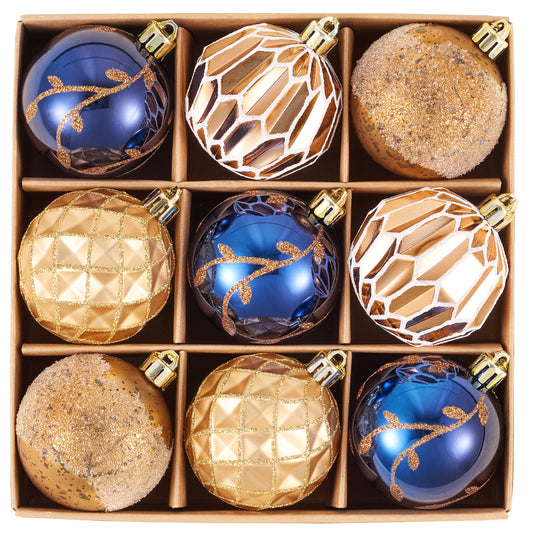 DecorbyHannah 3.15 inch Christmas Ornaments Set Tree Decoration Blue Copper