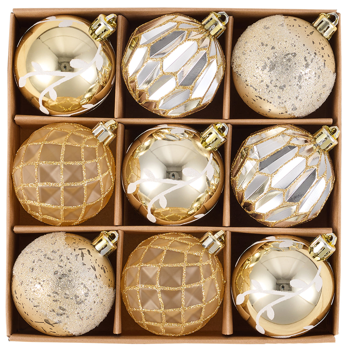 DecorbyHannah 3.15 inch Christmas Ornaments Set Tree Decorations White Gold