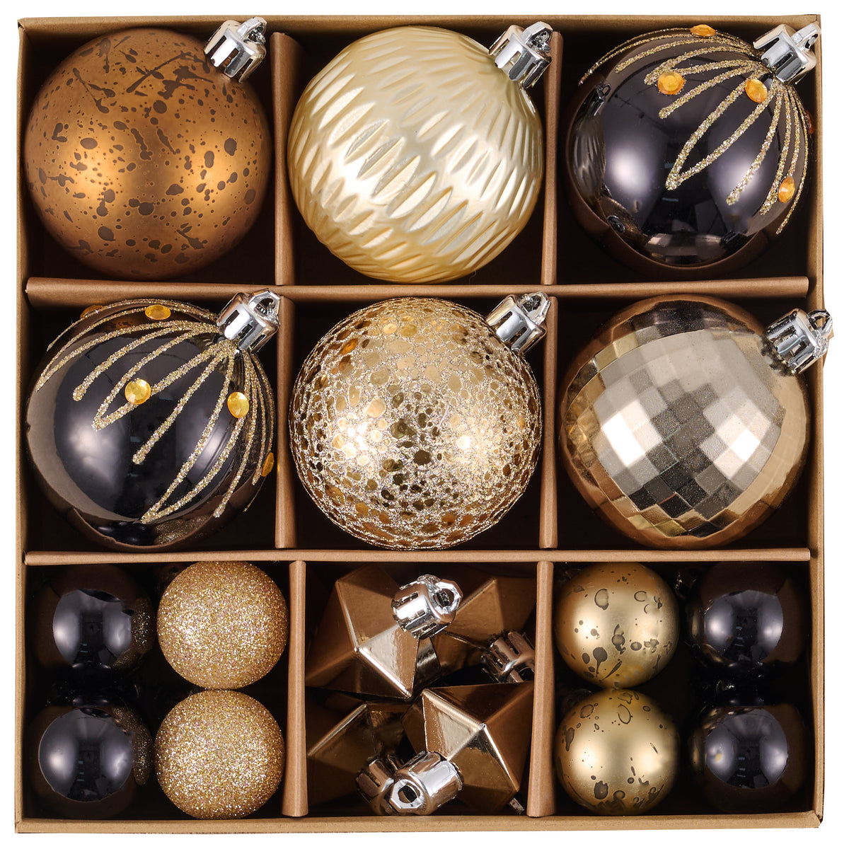 DecorbyHannah 28ct Christmas Tree Decorations Copper Gold Ball Ornament Set
