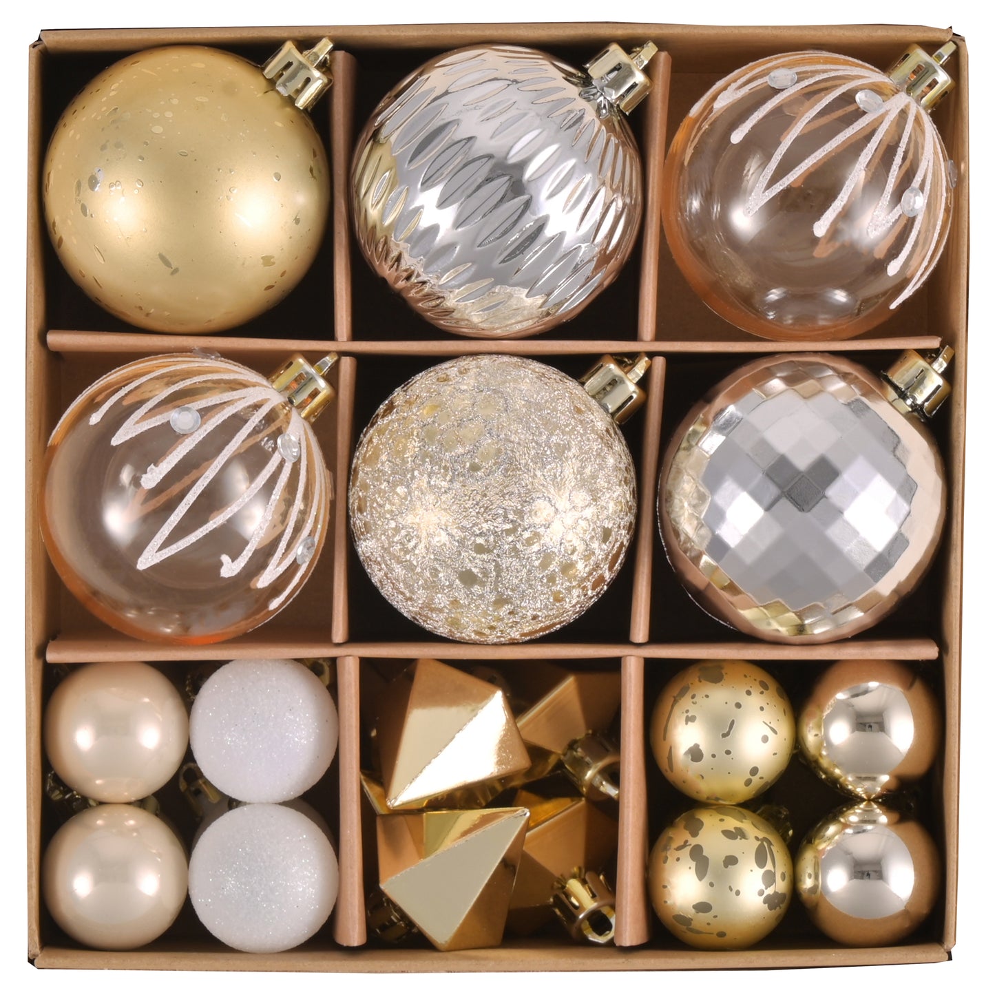DecorbyHannah 28ct Christmas Tree Decorations White Gold Ball Ornaments Set