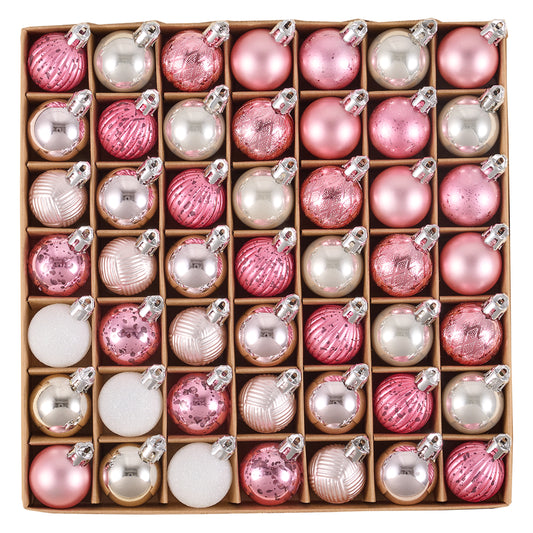 DecorbyHannah 49ct Pink Gold Mini Christmas Ornaments Set Tree Decoration
