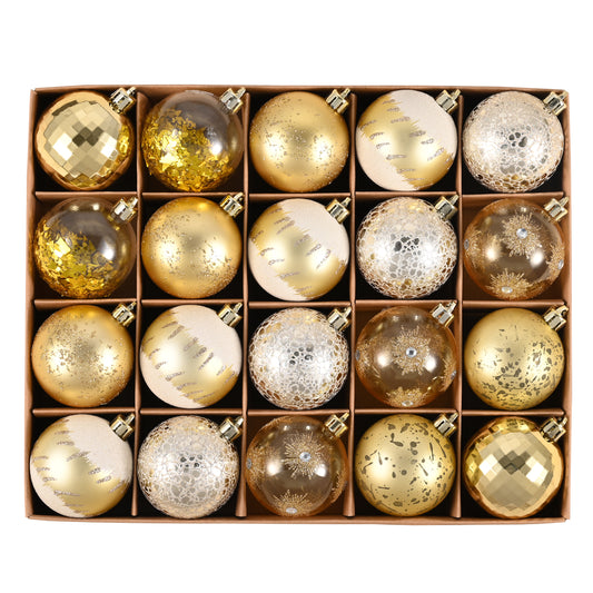 DecorbyHannah Gold Christmas Ornaments, 20ct 2.36 inch Ball Ornaments for Christmas Tree Decorations, Shatterproof Plastic Decorative Hanging Balls Bulk for Xmas Home Party Holiday Table Decor