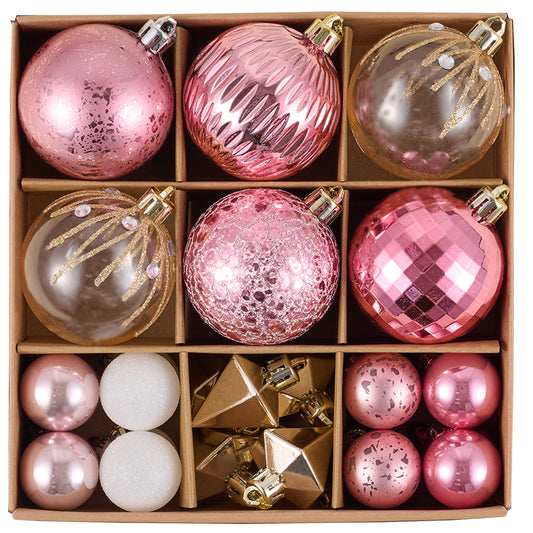 DecorbyHannah 28ct Christmas Tree Decorations Pink Gold Ball Ornaments Set