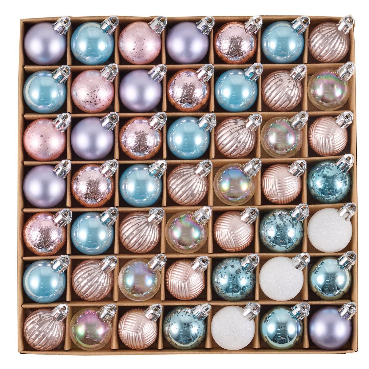 DecorbyHannah 49ct Pink Blue Mini Christmas Ornaments Set Tree Decoration